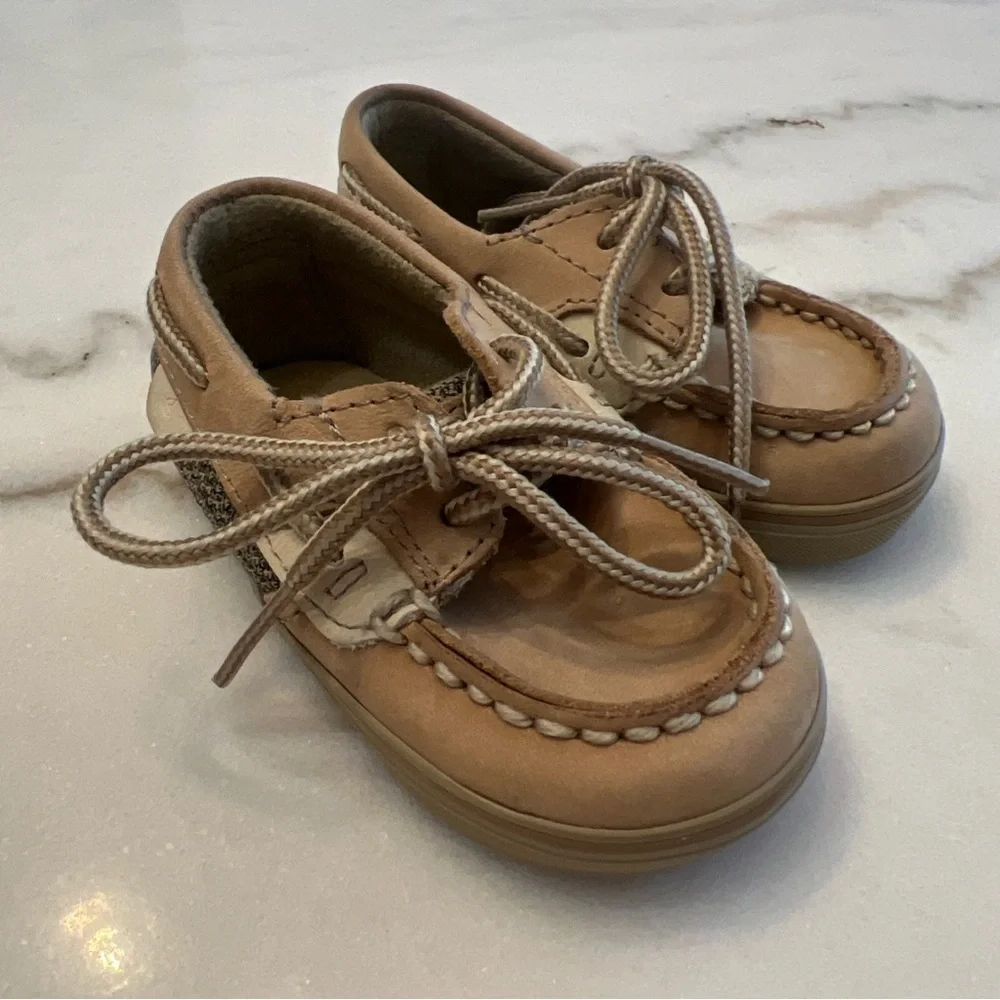 Sperry Top-Sider Bluefish Leather Boat Shoes Tan Unisex Baby & Toddler Size 2M